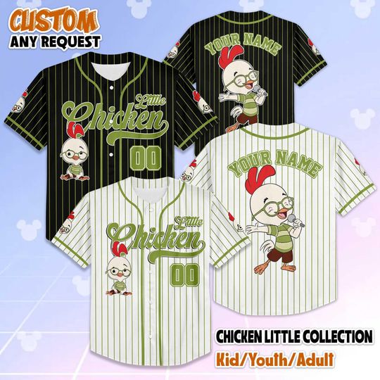 Discover Personalized Chicken Little Baseball Jersey, Disney Custom Jersey, Funny Chicken Tee, Classic Disney Outfit, Gift for Fans
