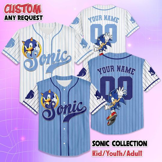 Discover Personalized Sonic The Hedgehog Baseball Jersey, The Hedgehog Birthday Jersey Shirt, Sonic Baseball Team Outfit, Gift For Fans