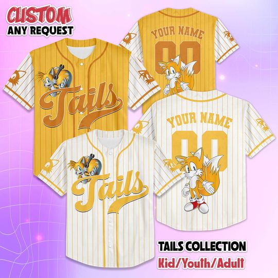 Discover Custom Tails Baseball Jersey, Sonic The Hedgehog Tails Jersey Shirt, Baseball Team Outfit, Gift For Fans