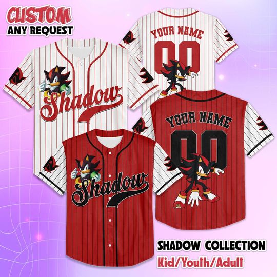 Discover Custom Shadow the Hedgehog Baseball Jersey, Custom Disney Sonic Shirt, Baseball Team Outfit, Birthday Gift