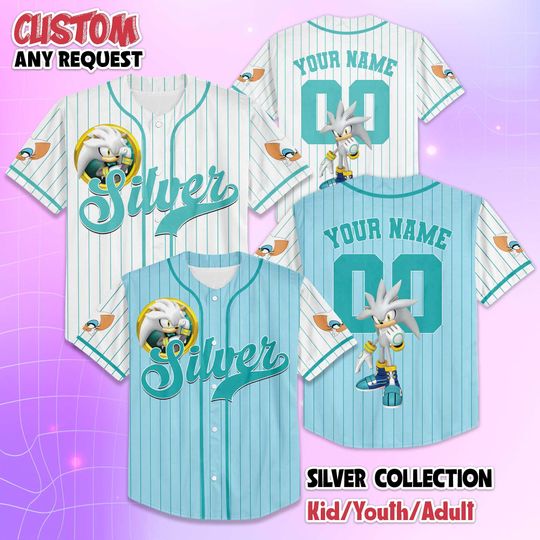 Discover Custom Silver the Hedgehog Baseball Jersey, Sonic Jersey Shirt, The Hedgehog Team Outfit, Gamer Gift for Fans