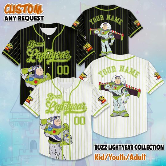 Discover Custom Buzz Lightyear Toy Story Baseball Jersey, Disney Toy Story Buzz Lightyear Jersey, Disneyland Baseball Team Outfit, Birthday Gift