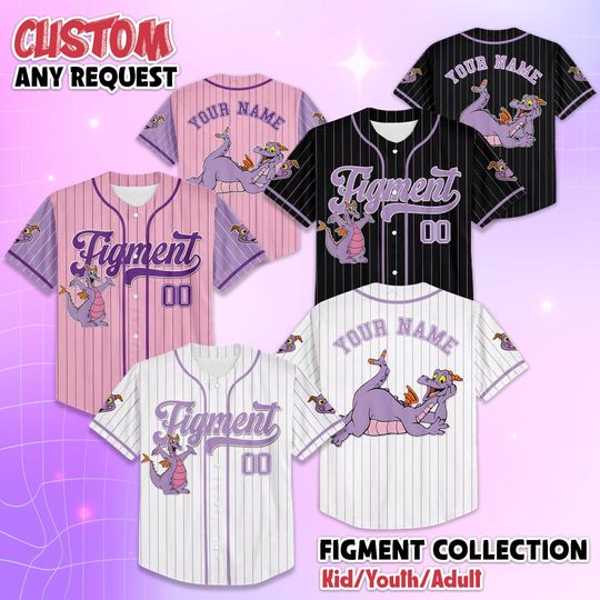 Discover Figment Baseball Jersey, Custom Disney Cartoon Outfit, Personalized Character Shirt, Unique Team Jersey, Gift for Kids and Fans