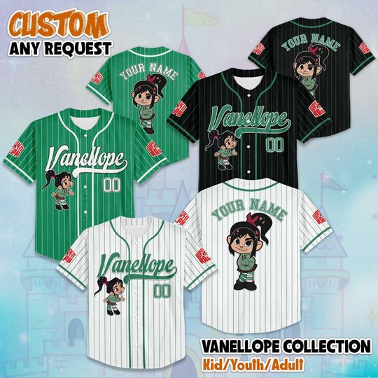 Discover Custom Vanellope von Schweetz Baseball Jersey, Disney Wreck-It Ralph Jersey, Disneyland Baseball Team Outfit, Birthday Gift For Fans