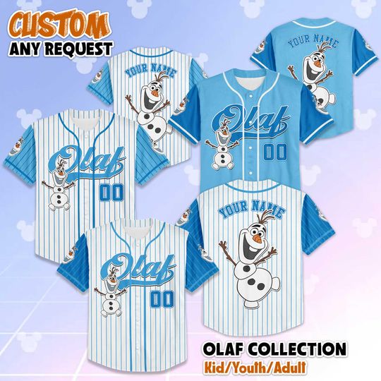 Discover Personalized Olaf Baseball Jersey, Custom Disney Shirt, Cute Snowman Outfit, Matching Family