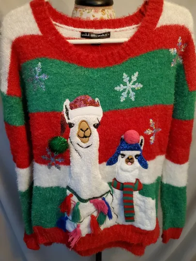 Discover SALE*Ugly Christmas Sweater Llamas Sz L OP $50 NWT