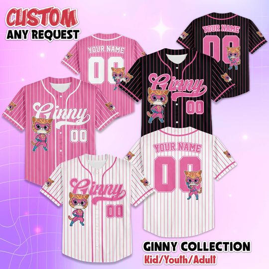 Discover Personalized SuperKitties Ginny Baseball Jersey, SuperKitties Jersey Shirt, Disney Junior Superhero Cat Outfit, Gift for Fans