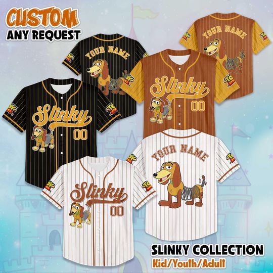 Discover Custom Slinky Dog Toy Story Baseball Jersey, Disney Toy Story Slinky Dog Jersey, Disneyland Baseball Team Outfit, Birthday Gift