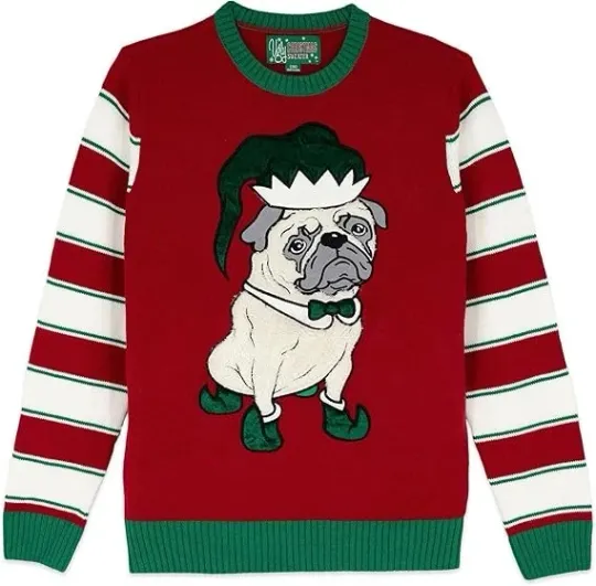 Discover Pug Elf Ugly Christmas Sweater Unisex - Dog Design, Sizes S-5XL