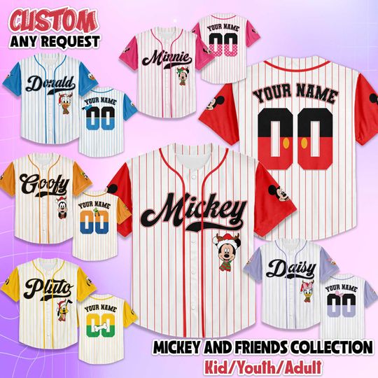Discover Custom Disney Mickey & Friends Baseball Jersey, Disneyland Baseball Team Shirt, Mickey Mouse Birthday, Gift for Disney Fans