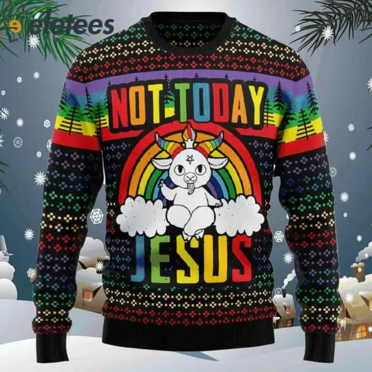 Discover LGBT Not Today Jesus Ugly Christmas Sweater QU6UFWMH