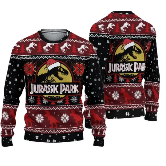 Roaring Through a Prehistoric Winter Wonderland Ugly Sweater