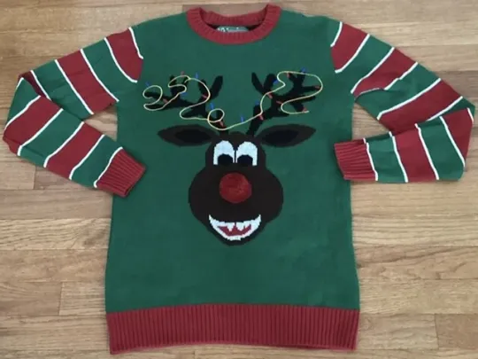 Ugly Christmas Sweater Rudolph The Red Nose Reindeer Size Small (S) Peppermints