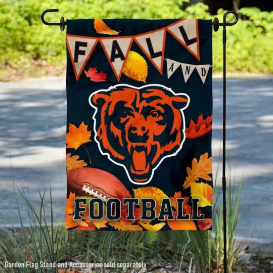 Chicago Bears Fall Leaves Garden Flag Decorative Football Yard Banner