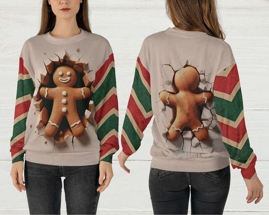 Discover Ugly Christmas Sweater Gingerbread Man, Gingerbread Sweater Front Back, Funny Christmas Sweater, Gingerbread Man Christmas, Party Sweater