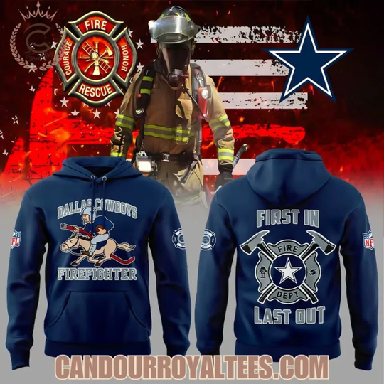 Discover Cowboys Firefighter Appreciation 2025 Hoodie, Gift For Fans, Christmas Gift