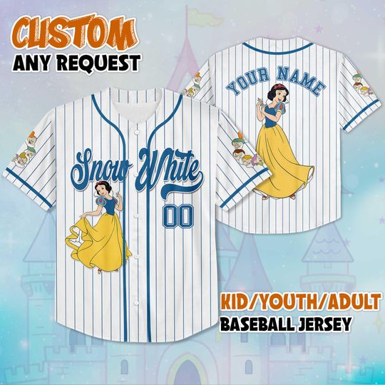 Discover Personalized Disney Princess Snow White Baseball Jersey, Custom Disney Princess Shirt,  Gift for Disney Fans
