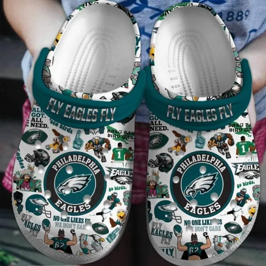 Discover Fly Eagles Fly Football Team Clogs Shoes