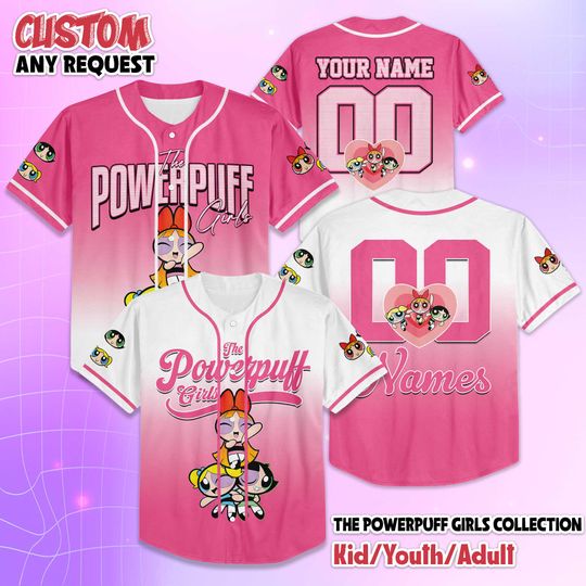 Discover Personalized The Powerpuff Girls Baseball Jersey, Custom The Powerpuff Girls Jersey, Powerpuff Girls Shirt, Family Matching Outfit