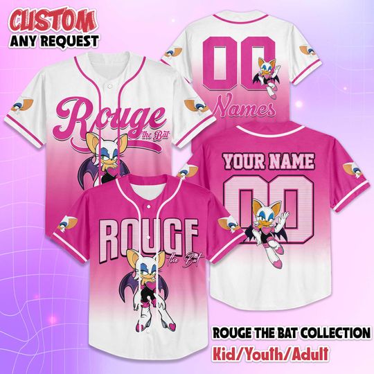 Discover Personalized Rouge the Bat Baseball Jersey, Custom Sonic The Hedgehog, Rouge the Bat Baseball Team Outfit, Birthday Gift For Fans