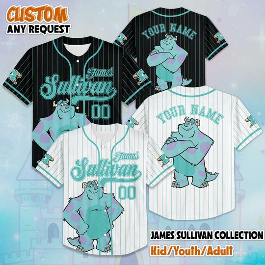 Discover Custom James Sullivan Monsters Baseball Jersey, Disney Monsters Inc James Sullivan Jersey, Disneyland Baseball Team Outfit, Birthday Gift