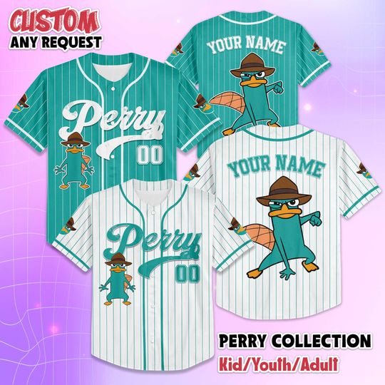 Discover Personalized Perry the Platypus Baseball Jersey, Custom Disney Perry Jersey, Disneyland Baseball Team Outfit, Gift for Fans