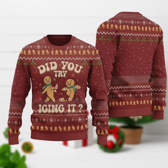 Discover Did You Try Icing It Christmas Ugly Sweater, Gingerbread Humor Sweatshirt, PT Physical Therapist Xmas Sweater, Christmas Gift