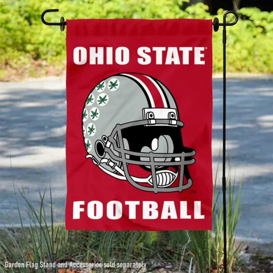 Discover Ohio State Buckeyes Football Helmet Garden Flag and Yard Banner