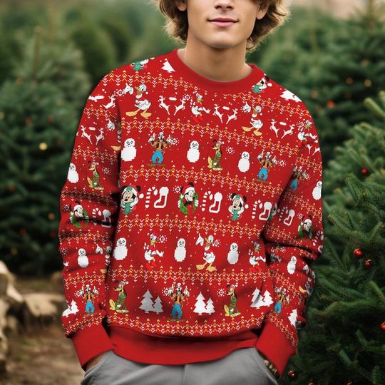 Discover Disneyland Mickey and Friends Ugly Chirstmas Sweater Mickey's Very Merry Christmas Shirt Disneyland Christmas Shirt Group Matching Xmas Tee