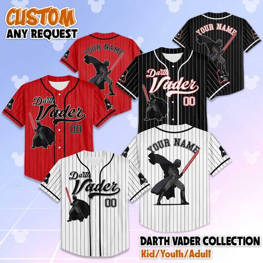 Discover Personalized Star Wars Darth Vader Baseball Jersey, Custom Disney Star Wars Jersey Shirt, Galaxy Wars Outfit, Gift for Star Wars Fans