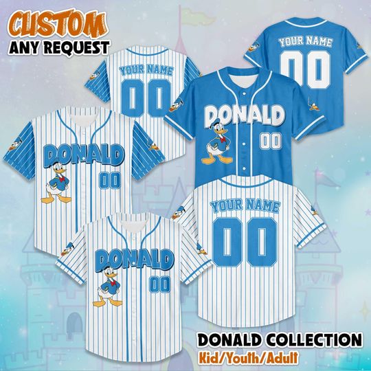 Discover Custom Disney Donald Duck Baseball Jersey, Personalized Donald Duck Baseball Teams, Disney Outfit, Disney Donald Duck Jersey
