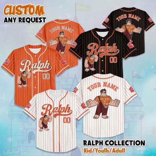 Discover Custom Wreck-It Ralph Baseball Jersey, Disney Wreck-It Ralph Jersey, Disneyland Baseball Team Outfit, Birthday Gift For Fans