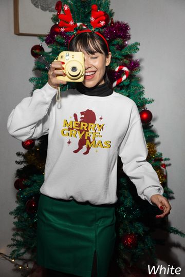Merry Gryff-mas Crewneck Sweatshirt- Gryffindor Christmas Sweater for Harry Potter Fans