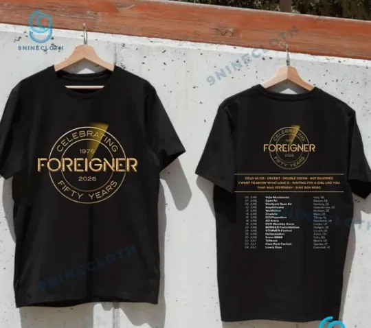 Discover Foreigner Celebrating Fifty Years Tour 2026 T-shirt