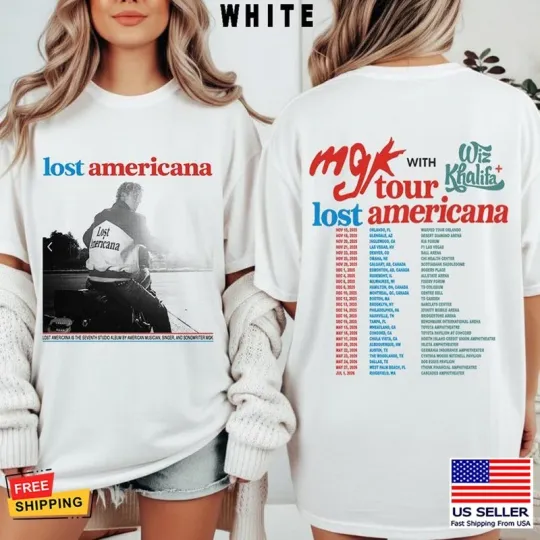 Discover Vintage MGK Lost Americana Tour T-shirt, Machine Gun Kelly Pop Rock Unisex Tee