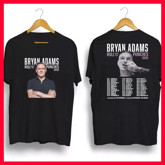 Discover Bryan Adams Roll With the Punches Tour 2025 Double Sided Unisex T-Shirt All Size