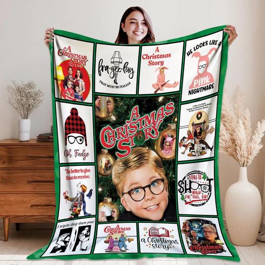 A Christmas Story Fleece Blanket Ralphie He Look Like A Pink Nightmare Blanket A Christmas Story Blankets For Bed Couch Sofa 05