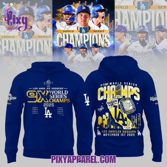 Discover 9-Time 2025 L.A. D.odger*s World Series Champs Hoodie, Gift For Fans, Christmas Gift
