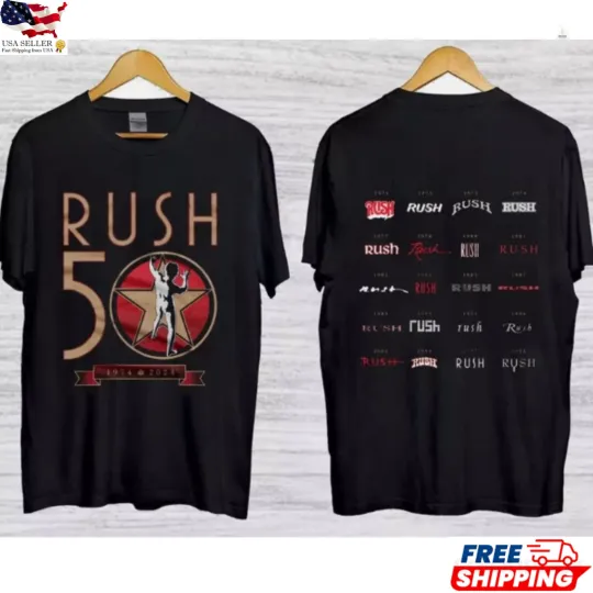 Discover Rush R50 Tour 2026 T-Shirt Vintage Rock Band Concert Tee Classic Music Unisex