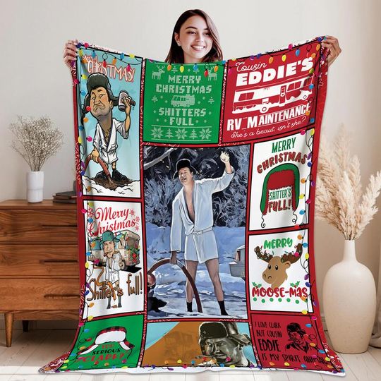 Christmas Vacation Shitter's Full Blanket National Lampoon's Christmas Vacation Gift Blanket Cousin Eddie Clark Griswold Blanket Christmas