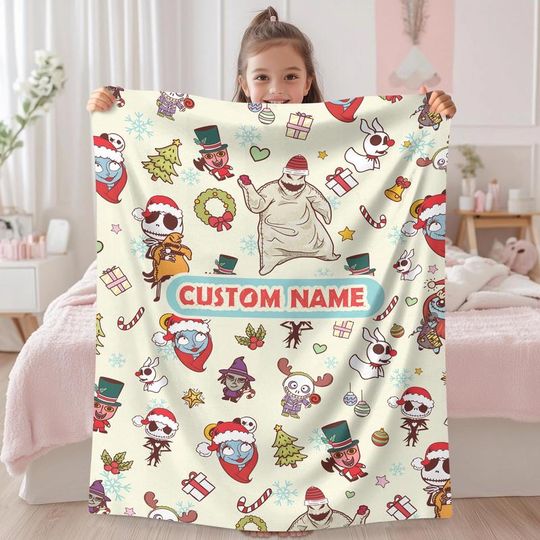 Personalized The Nightmare Before Christmas Blanket Jack Skellington And Sally Blanket Oogie Boogie Disneyland Halloween Blanket Gift 01