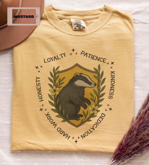 Discover Comfort Colors Loyalty Crest Wizard House Shirt, Patience Loyalty Dedication Shirt, Wizard School Tee, Fantasy Fan Shirt, Badge House Tee