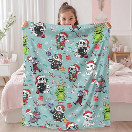 Personalized Nightmare Before Christmas Blanket Jack Skellington And Sally Blanket Oogie Boogie Blanket Disneyland Halloween Blanket Gift 15