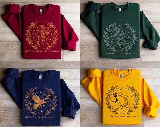 Retro Wizard House Hogwarts Crewneck Sweatshirt, Hogwarts House Hoodie, Hogwarts Wizard Shirt, Harry Potter Shirt, Gift For Men And Women.