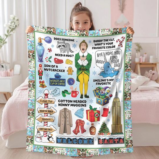Buddy Elf Christmas Blanket Elf Quotes Blanket Buddy The Elf Xmas Blanket Christmas Holiday Fleece Blanket Christmas Decor Xmas Gift 09