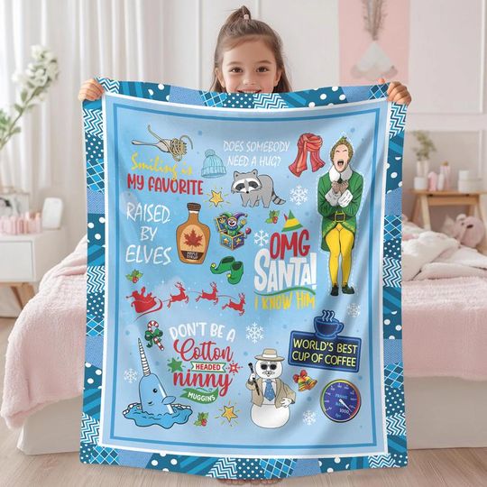 Elf Quotes Christmas Blanket, Buddy The Elf Fleece Blanket, Elf Quote Christmas Blanket, Son Of A Nutcracker, Rertro Christmas Movie Gift 00
