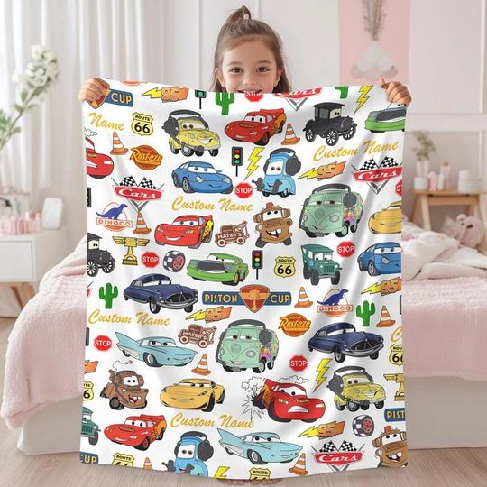 Discover Personalized Cars Lightning McQueen Blanket, Pixar Cars Characters Blanket, Disneyland Blanket, Cars Baby Blanket, Birthday Gift