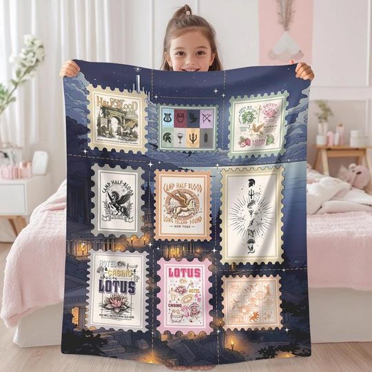 Rick Riordan Books Percy Jackson Blanket Percy Jackson & the Olympians Fleece Blanket Camp Half Blood Blanket Christmas Blanket 02