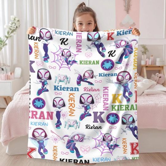 Discover Personalized Spidey And His Amazing Friends Blanket, Spidey Friends Fleece Blanket, Spiderman Superhero Blanket, Custom Spidey Birthday Gift