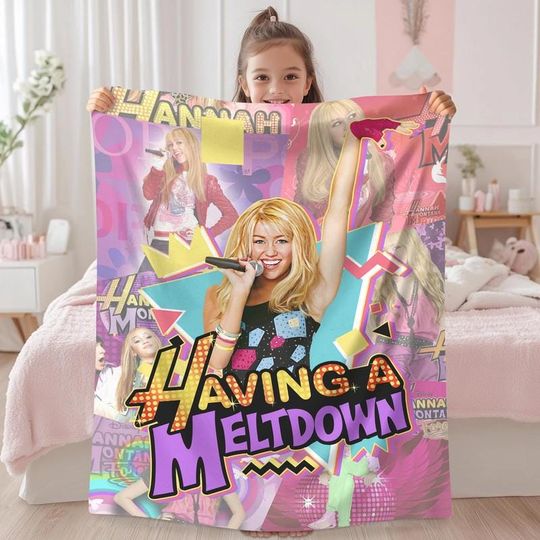 Hannah Montana Fleece Blanket, Having A Meltdown, Hannah Montana Music Logo Blanket, Disneyland Channel, Magic Kingdom, Birthday Gift 01